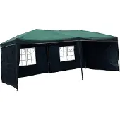 Linder Exclusiv GmbH Alu Faltpavillon 6x3x2,5m wasserdicht Polyester 4Seitenteile Pop Up Partyzelt, Farbe:grün