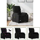The Living Store Massagesessel Elektrisch Schwarz Stoff