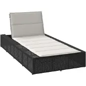 Syfax Sonnenliege mit schwebender Auflage Schwarz Poly Rattan