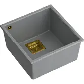 Quadron Spülbecken 1-Becken Spüle | Größe: 41 x 42 x 22,5 cm | DAVID 40 | Küchenspüle Granitspüle aus GraniteQ mit Siphon | Grau & Gold