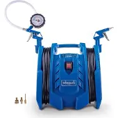Scheppach Kompressor Airforce 7 - 230V | 8 bar Arbeitsdruck | 180 L/min | ölfrei & mobil 8m Arbeitsradius | inkl. Reifenfüller, Luftpistole & Adapter