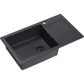 Quadron Spülbecken 1-Becken Spüle | Größe: 78 x 45 x 18,5 cm | CHRISTIAN 136 | Küchenspüle Granitspüle aus GraniteQ mit Siphon | Schwarz