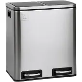 SVITA TM2X15 Treteimer 30 Liter 2x 15L Abfalleimer Mülleimer Mülltrennung Edelstahl Silber