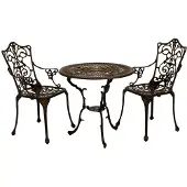 Degamo Sitzgruppe Gartenset Bistroset in Jugendstiloptik 3-teilig, Aluguss bronze antik, wetterfest