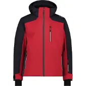 CMP Herren Skijacke aus 4 Way Stretch Twill mit abnehmbarer Kapuze rot 48