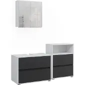 Vicco Badmöbel-Set Maltin Weiß/Anthrazit 3 Teile, Model 41598