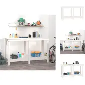 vidaXL Werkbank Weiß 140x50x80 cm Massivholz Kiefer - Werkbänke