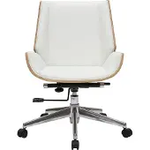 Miliboo - Design-Bürosessel helles Holz und PolyurethanWeiß CURVED
