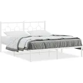 vidaXL Bettgestell mit Kopfteil Metall Weiß 150x200 cm