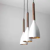 Licht-Erlebnisse Pendelleuchte Weiß Gold 3-flammig höhenverstellbar B: 56 cm Metall Holz Hängelampe Esstisch Küche