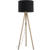 Licht-Erlebnisse Stehleuchte Tripod Stoff Metall E27 145 cm Kiefer Schwarz Skandinavisch Stehlampe