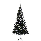 vidaXL Eleganten-Stil Künstlicher Weihnachtsbaum Beleuchtung & Kugeln Schwarz 120 cm DE53290