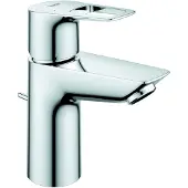 GROHE Einhand-Waschtischbatterie BauLoop 23335_1, S-Size, Einlochmontage, mit Temperaturbegrenzer, EcoJoy Mousseur 5,7 l/min, Zugstangen-Ablaufgarnitur aus Kunststoff 1 1/4'', chrom