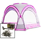 Bituxx Pavillon Partyzelt Pink mit 2x10m Lichterkette Solar-/Akkubetrieben MS-18917