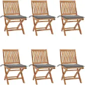 vidaXL Klappbare Gartenstühle mit Kissen 6 Stk. Massivholz Teak , Gartenstühle Design 2024