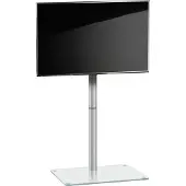 VCM TV Standfuß schwenkbar mit Zwischenboden | Aluminium Ständer für Fernseher 26-70 Zoll bis 40 kg | ESG-Sicherheitsglas | Maße ca. H. 100 x B. 60 x T. 45 cm | bis VESA 400x400 | TV Möbel Alani