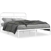 vidaXL Bettgestell mit Kopfteil Metall Weiß 140x200 cm