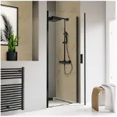 Schulte Duschtür in Nische mit Pendeltür TouraPlus ExpressPlus 100 x 200 cm Profil schwarz Klarglas schmutzabweisende Gl