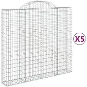 vidaXL Gabionen mit Hochbogen 5 Stk. 200x50x180/200cm Verzinktes Eisen