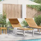vidaXL Möbel Sonnenliege Grau 200x55x35 cm Massivholz Akazie - Gartenliegen 4010621