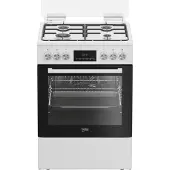 Beko FBM62320WDSL, Freistehender Herd, Weiß, Drehregler, Berührung, Weiß, Vorderseite, Metall