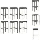 vidaXL Barhocker mit Kissen 6 Stk. Grau Poly Rattan - Barhocker