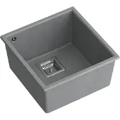 Quadron Spülbecken 1-Becken Spüle | Größe: 41 x 42 x 22,5 cm | DAVID 40 | Küchenspüle Granitspüle aus GraniteQ mit Siphon | Grau & Stahl