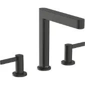 Hansgrohe Finoris 3-Loch Waschtischarmatur 160 mit Push-Open Ablaufgarnitur, Ausladung 169mm, 76034340, Farbe: Brushed Black Chrome