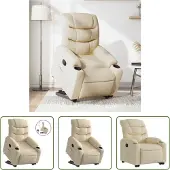 The Living Store Relaxsessel mit Aufstehhilfe Creme Stoff