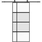 Syfax Schiebetür mit Beschlag Schwarz 90x205 cm Hartglas