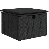 vidaXL Sofa Set mit Kissen mit Speicher Schwarz Poly-Rattan