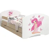 BDW Kinderbett, Doppelseitiges mit Schublade, Prinzessin mit Schmetterlingen, 180/90
