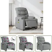 The Living Store Massagesessel Elektrisch Hellgrau Stoff