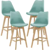 En.casa Barhocker Lublin 4er Set Barstuhl mit Rückenlehne Bistrohocker Set 4 Teilig Gepolstert Mintgrün []