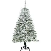 HOMCOM Künstlicher Weihnachtsbaum, 120 cm Kunstkiefer mit Kunstschnee, Indoor