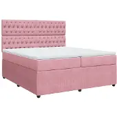 Syfax Boxspringbett mit Matratze Rosa 200x200 cm Samt