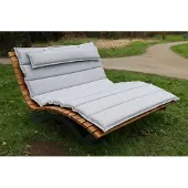 SCALANT Waldsofa Premium mit Auflage und Kissen, Thermokiefer, Wellenliege, Sonnenliege