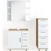 Vicco Badmöbel-Set Ilias Sonoma 3 Teile, mit Midischrank, Model 31051