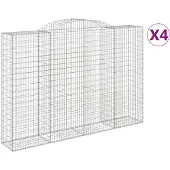 vidaXL Gabionen mit Hochbogen 4 Stk. 300x50x200/220cm Verzinktes Eisen