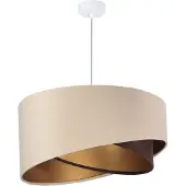 Licht-Erlebnisse Pendelleuchte Stoff Schirm in Beige Gold Braun rund Ø50cm Über Esstisch Wohnzimmer Lampe Hängend