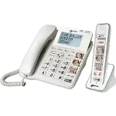 Geemarc Telecom Geemarc AmpliDECT COMBI PHOTO 295 Combo Seniorentelefon schnurgebunden 30 dB (+Anrufbeantworter+ ) und Zusatz-Dect-Telefon mit 4 Fototasten - Deutsche Version