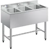 Vevor Spülbecken mit 3 Becken &amp; Spritzschutz &amp; Effizientem Abfluss