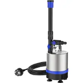 Wiltec Edelstahl Springbrunnenpumpe 50 W 1750 l/h, max. Fontänenhöhe 1,6 m, Teichpumpe inkl. 3 Aufsätze für verschiedene Fontänen, Aquariumpumpe