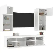 vidaXL 5-tlg. Wohnwand mit LED-Beleuchtung Weiß Holzwerkstoff 3216743
