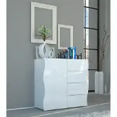 Möbelando Highboard Sideboard Anrichte Kommode Schubladenkommode "Onda I" Weiß-Hochglanz