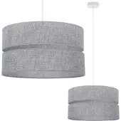 Light11 HOME Duo Leinen Hängelampe Weiss 1 Flacher Grauer Lampenschirm L04 40Cm