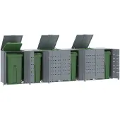 vidaXL Mülltonnenbox für 6 Tonnen Grau 414x79x117 cm Stahl