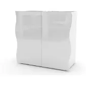 Möbelando Kommode >Onda< in Weiß Hochglanz - 90x81,2x40cm (BxHxT)