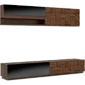 AEA Wohnzimmer Komplett 4tlg TV-Ständer Wohnwand Holzmöbel Wandregal Wandschrank