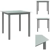 vidaXL Gartentisch Hellgrau 80x80x74 cm Aluminium und Glas - Gartentische